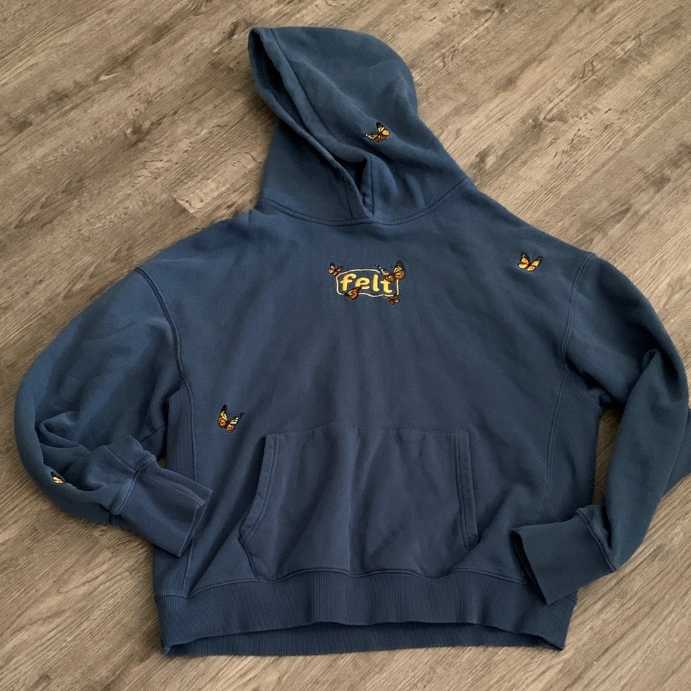 FELT Butterflies Blue Men's Hoodie size XL USED